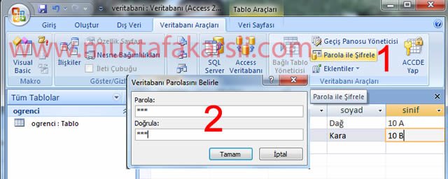 Access Veritabanı Şifreleme