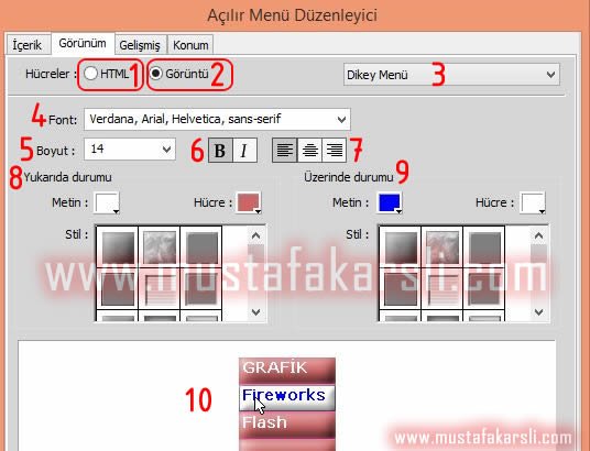 Açılır Menü Görünüm