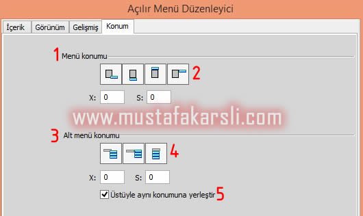 menü konumu