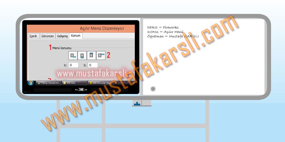 Akıllı Tahta Örneği Fireworks vektör araçları