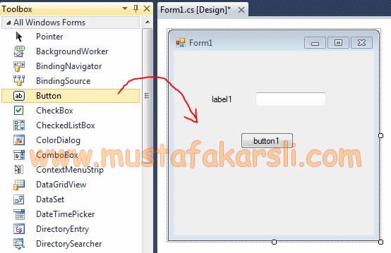Toolbox üzerinden Forma Nesne Ekleme