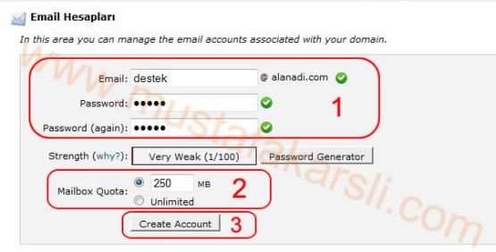 Email Hesapları Ekran Görüntüsü