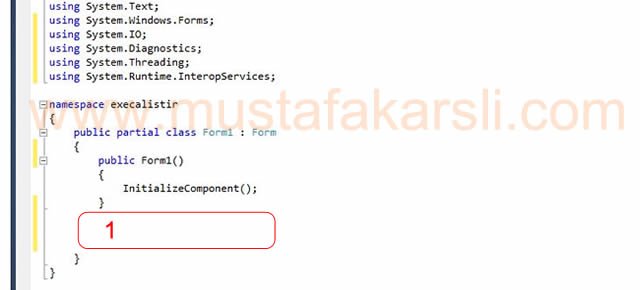 Form1 Class Kod Ekranı