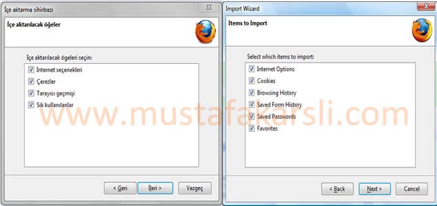 internet explorer sık kullanılanları firefoxa aktarma