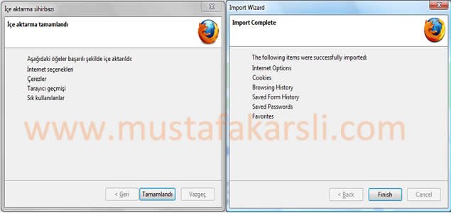 internet explorer sık kullanılanları firefoxa aktarma