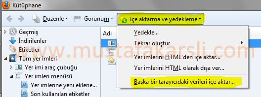 internet explorer sık kullanılanları firefoxa aktarma
