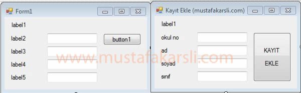 C Sharp Kayıt Ekle Formu