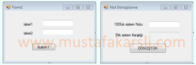Not Dönüştürme Form Ekranı
