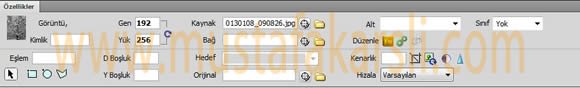 Dreamweaver Resim Özellikleri Penceresi