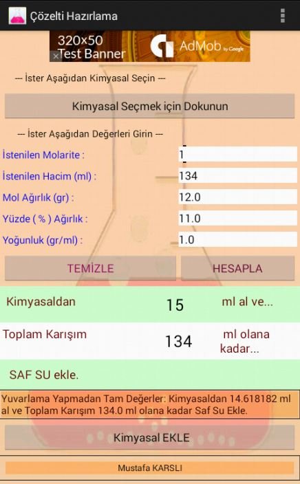 Çözelti Hazırlama Programı