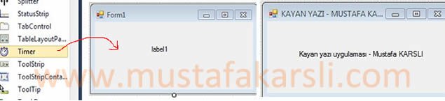 Timer ile kayan yazı programı form ekranı