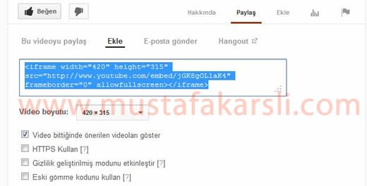Youtube ekleme sayfası